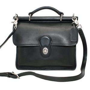 Coach Willis Bag Style 9927 in Black Leather and Silver Hardware Vintage Classic